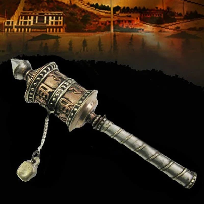 Handmade Tibetan-style hand-cranked gold wheel, portable, compact, exquisite, made of pure copper