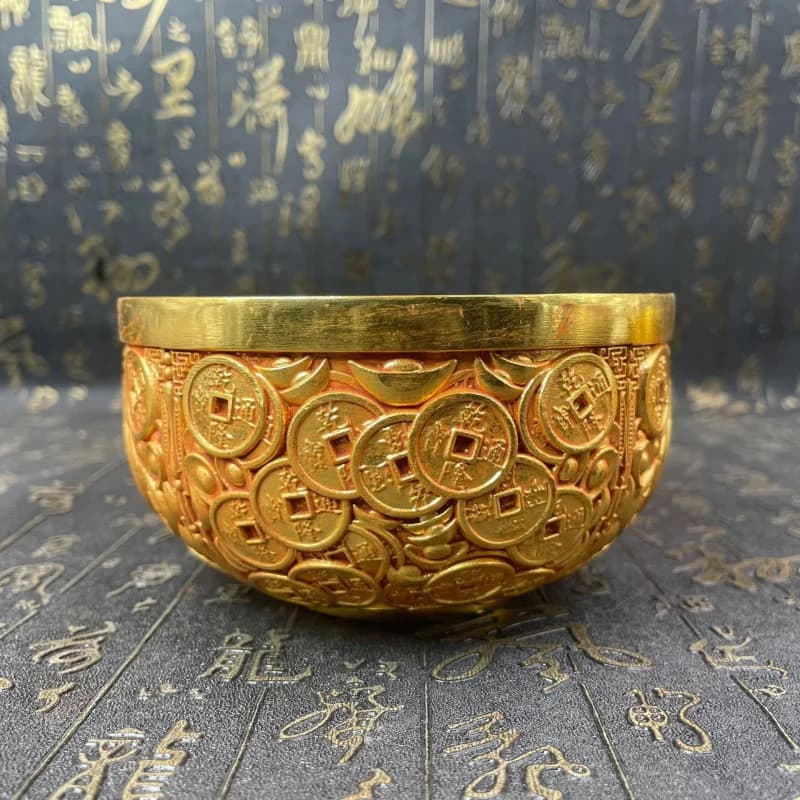 Crafts Bronze Coin Bowl Chinese Style Relief Money Bowl Copperware Decorative Bowl Copper Crafts Ornament