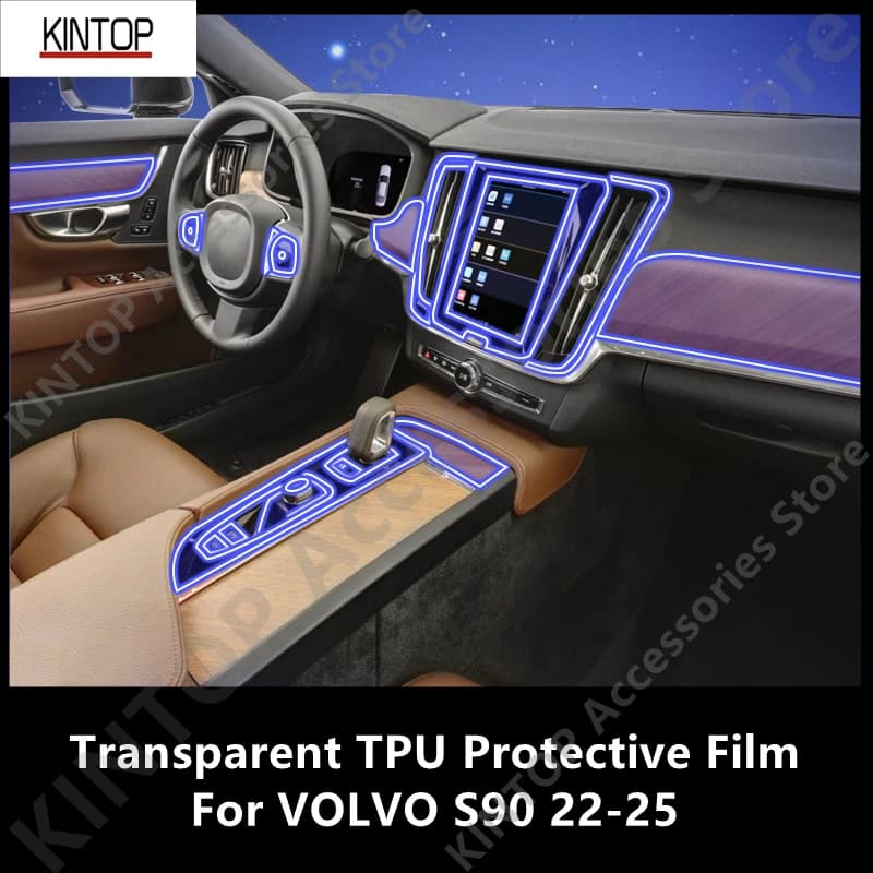 For VOLVO S90 22-25 Car Interior Center Console Transparent TPU Protective Film Anti-scratch Repair Film Accessories Refit