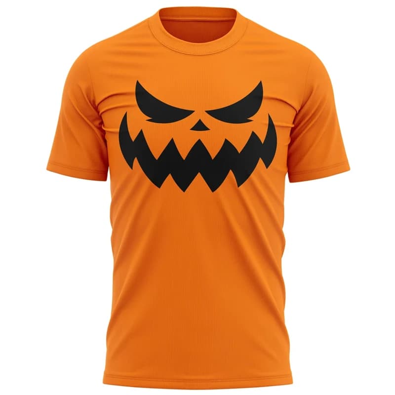 2025 Pumpkin Face T Shirt Men's 3D Printing Halloween Short Sleeve Black Orange Tee Shirts Outfit Party Cosplay Costume T-shirt