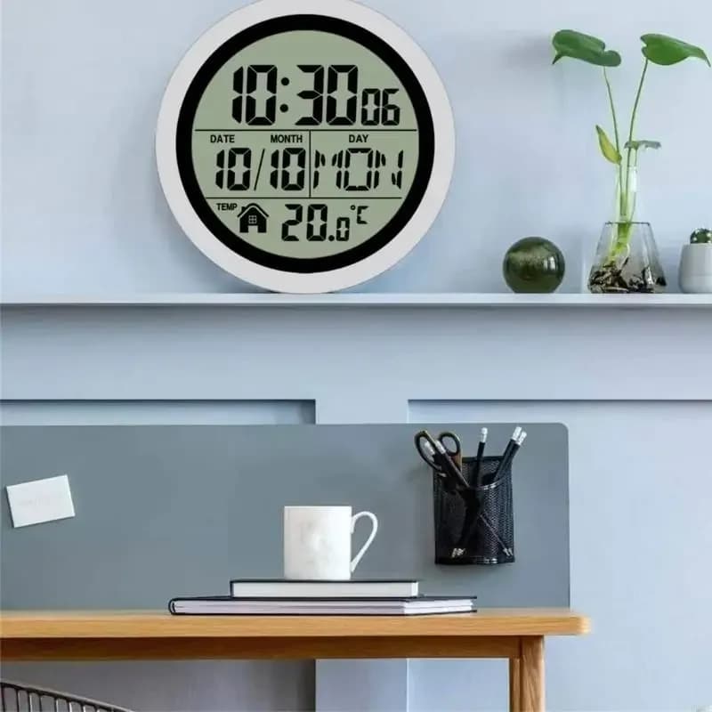 Bathroom Clock Kitchen Wall Clock with LCD Screen Shower Clock with Suction Cup Flexible Choice for Hanging Or Standing B03E
