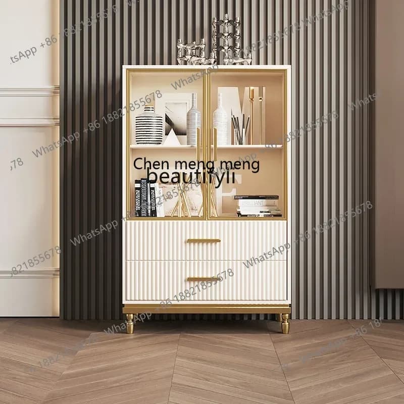D178 Y Light Luxury TV Side Cabinet Simple Modern Living Room Storage Organizer High-End Wine Cabinet Paint Video Wall Clothes C