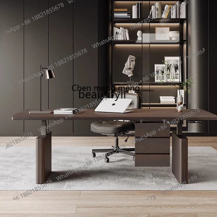 E153 Italian Minimalist Adjustable Study Desk Living Room Sofa Back Long Table Solid Wood Computer Study Desk