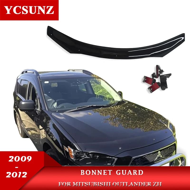 Acrylic Bonnet Guard Protector For Mitsubishi Outlander ZH 2009 2010 2011 2012 Front Shield Hood Bug Deflector Car Accessories