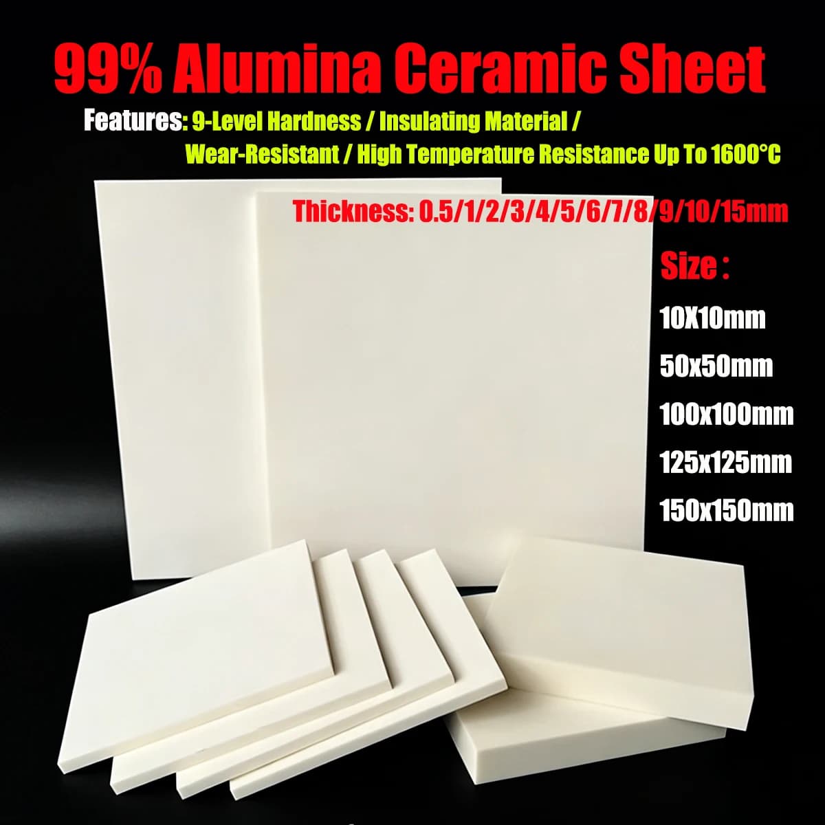 99 Alumina Ceramic Substrate Sheet High Insulation Heat Resistant Ceramic Wafer for Electronic Industrial Use