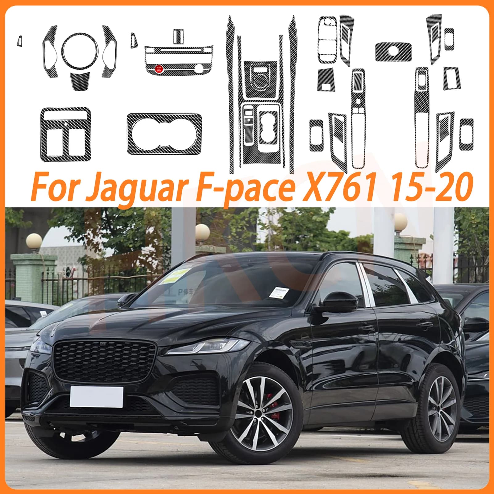 Car Interior Accessories For Jaguar F-PACE X761 XE X760 XF X260 XJ 2016 2017 2018 2019 2020 Carbon Fiber Decorative Stickers