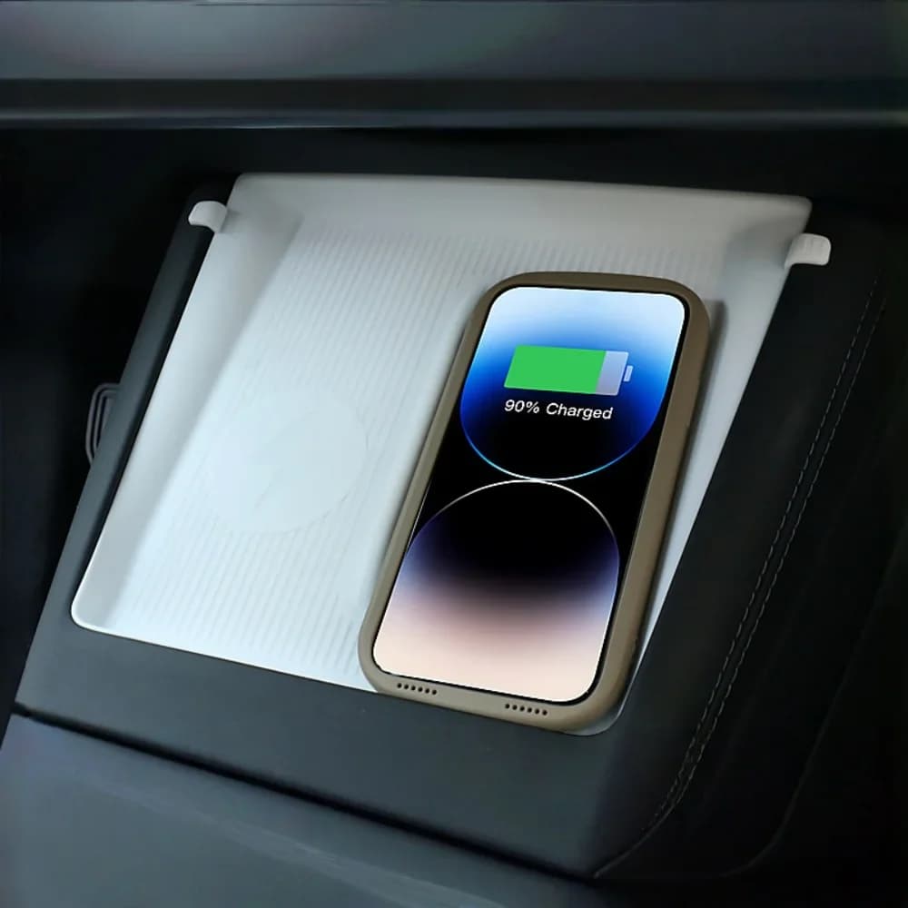 Car Wireless Charging Pad for New Tesla Model 3 2021-2023 Model Y 2020-2024Center Console Charger Mat Phone Mount Silicone