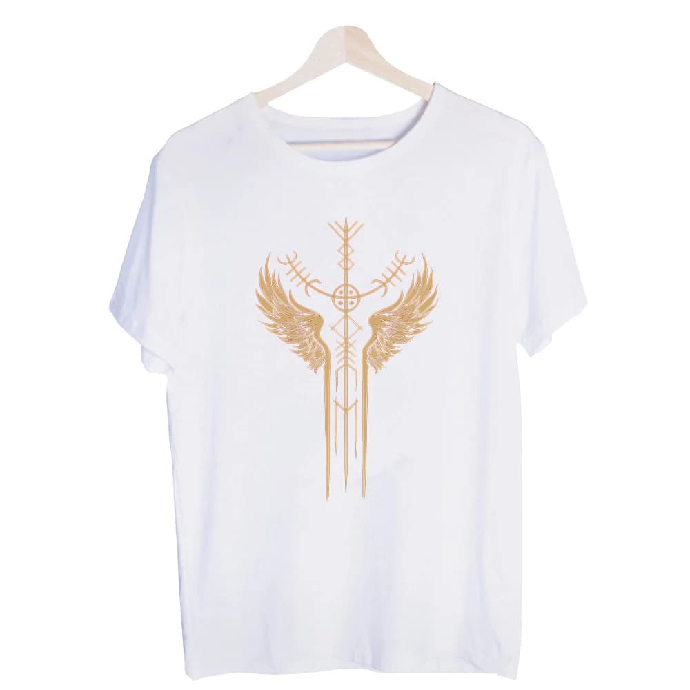 Men's Winged Symbol Graphic Tee, Short Sleeve Crew Neck T-Shirt for Casual Streetwear and Daily Outfits