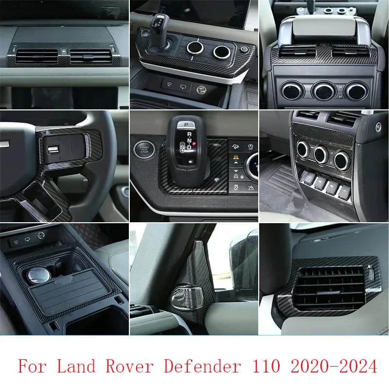 For Land Rover Defender 110 2020-2024 Car Interior Modification Protection Cover Decorative stickers Car kit ABS Carbon Fiber