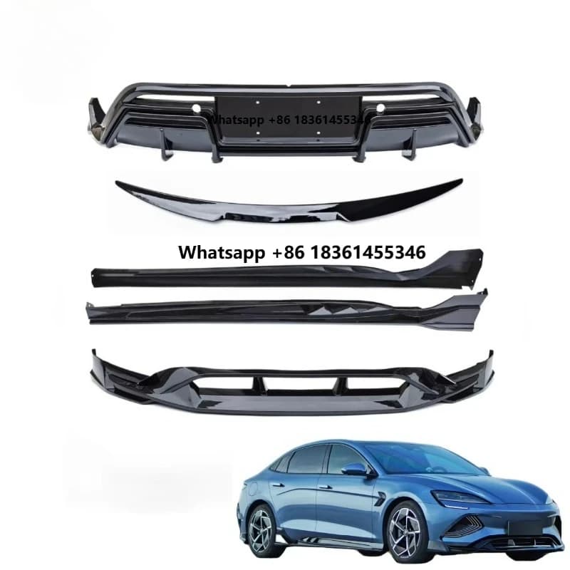 For 2023 Front Rear Bumpers Piano Black Rear Spoilier Side Skirt Bodykit Car Supplies Full Set PP Body Kit