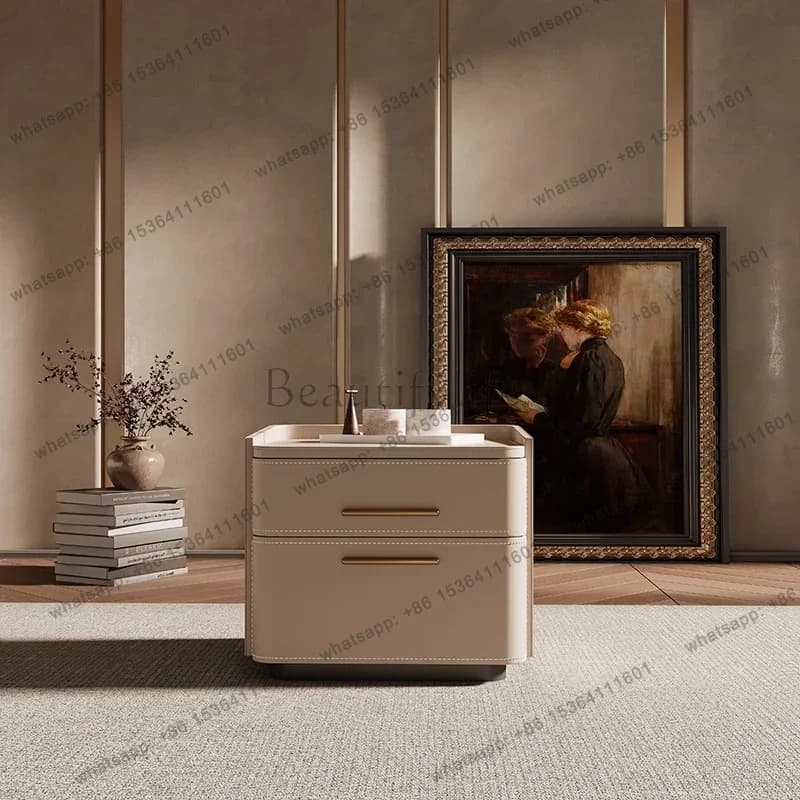Factory Direct Luxury Storage Nightstand Aesthetic Simple Drawer Italian Bedside Table Trendy Nordic Mesitas De Noche Bedroom Fu