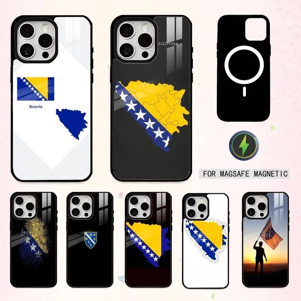 Bosnia Herzegovina Map   Phone Case For iPhone17,16,15,14,13,12,11 Plus,Pro Max Magnetic For Magsafe Wireless Charging