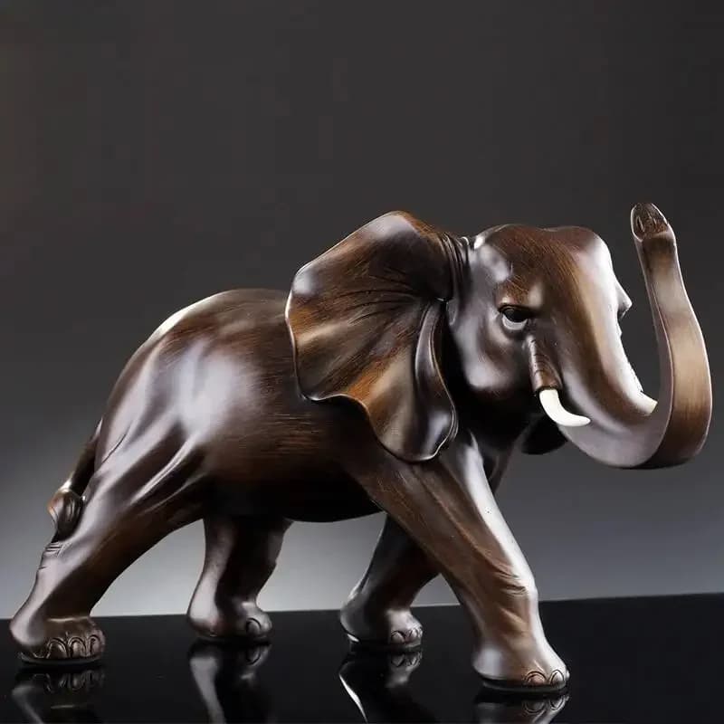 Simulated Animal Sculpture Imitation Wood Elephant Statue Resin Crafts Animal Sculpture Desk Decoration Ornaments Furnishings