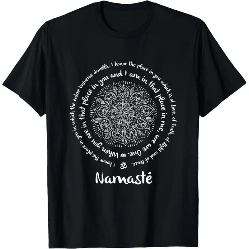 Namaste WE are ONE Meditation Sayings Mandala Gift t shirt Yoga Inspiredprint Short Sleeve Graphic clothes All size tops