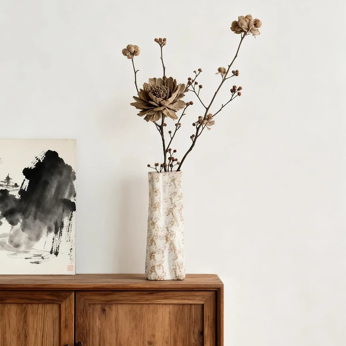 CAPIRON Wabi Sabi Rusty Texture Ceramic Vase Vintage Retro Minimalist Flower Pot Home Decor Table Centerpiece Ornament Office