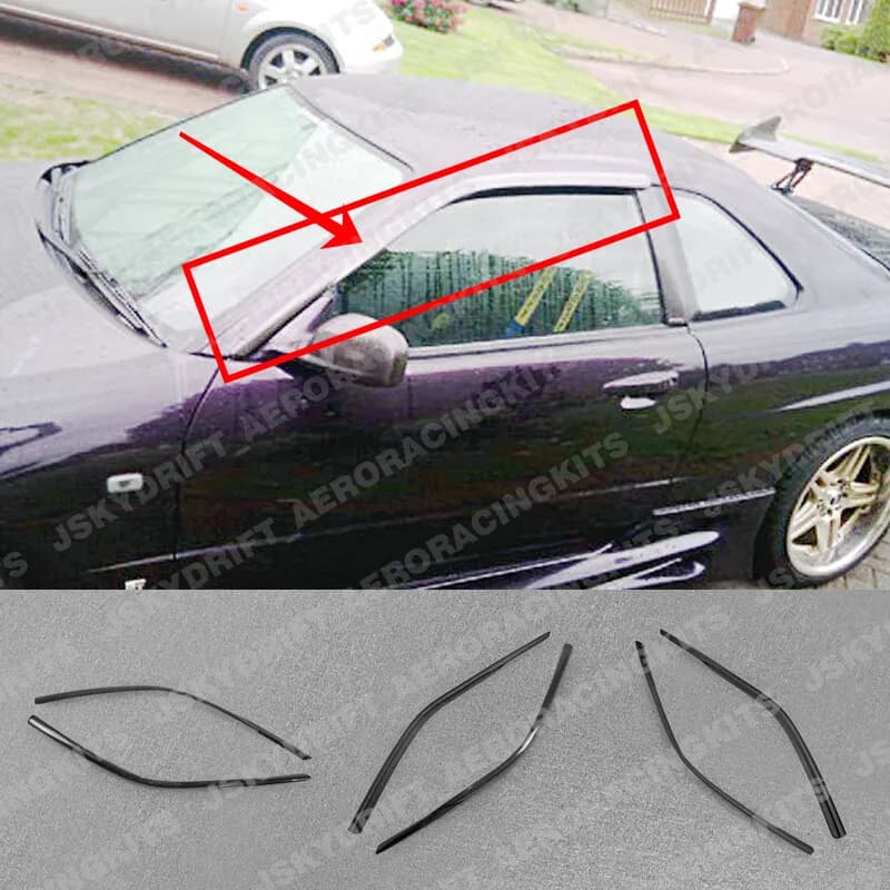 For Nissan Skyline GTR GTT R34 Wind Rain Visor Deflector Cover Carbon Fiber