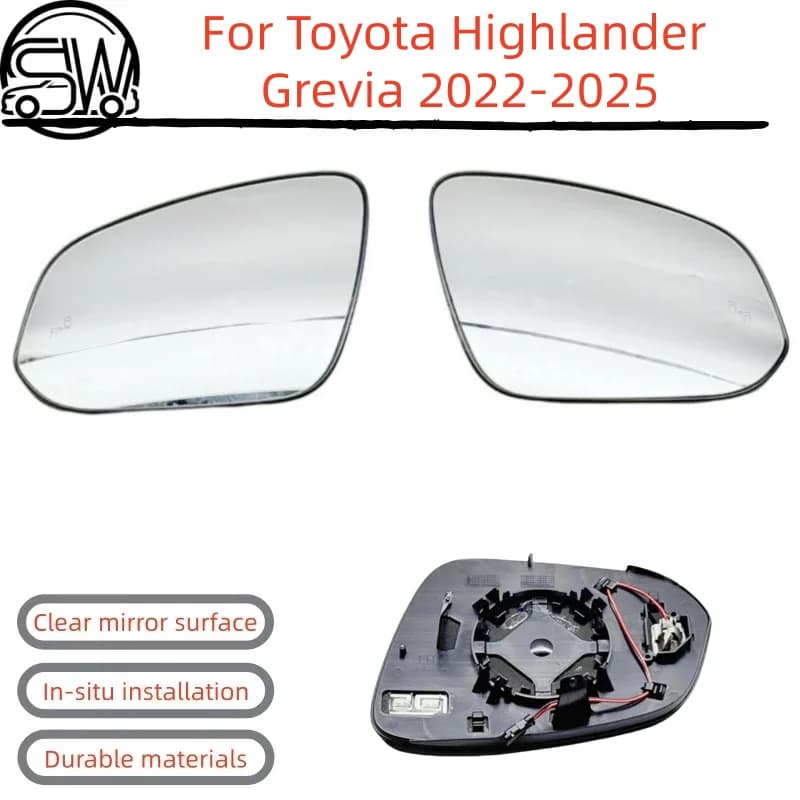 For Toyota Highlander Grevia 2022-2025 Rear View Mirror Lens Anti-Reflective Mirror Glass With Blind Spot Detection.