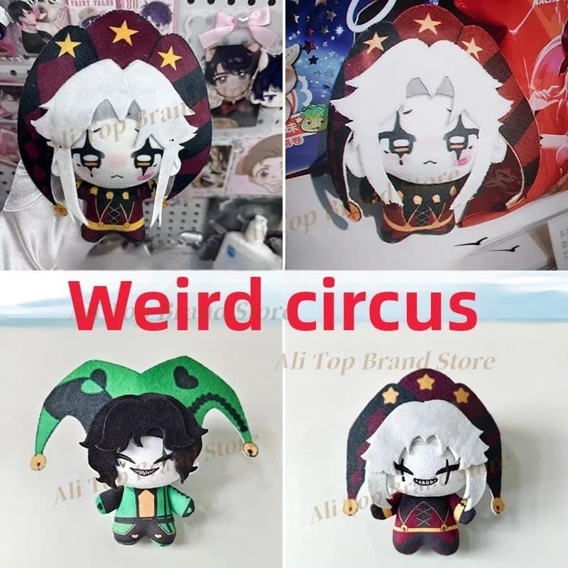 Various Styles Cute Circus Anime Game Freak Character Pierrot Harlequin and Jester Plush Toys Keychain Bag Pendant Plushie Doll