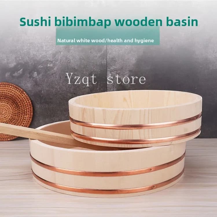 Sushi Rice Bibimbap Wooden Basin Copper Phnom Penh Sushi Bibimbap Wooden Basin Japanese and Korean Bibimbap Basin Wooden Sashimi
