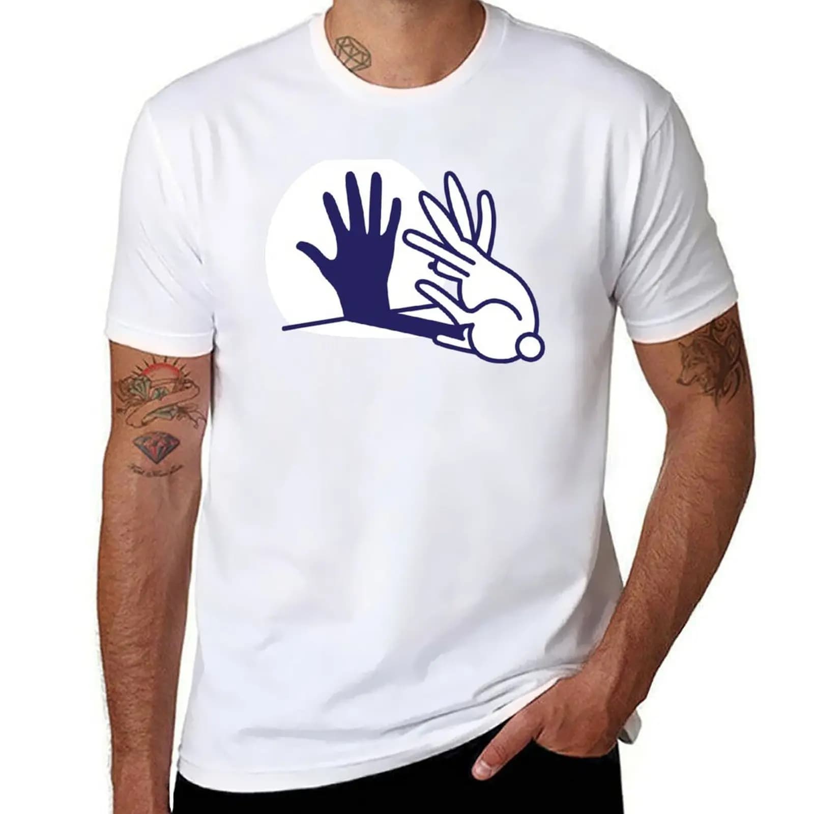 hand shadow rabbit T-Shirt t shirt for man 100 percent cotton t shirt personalised T-Shirt