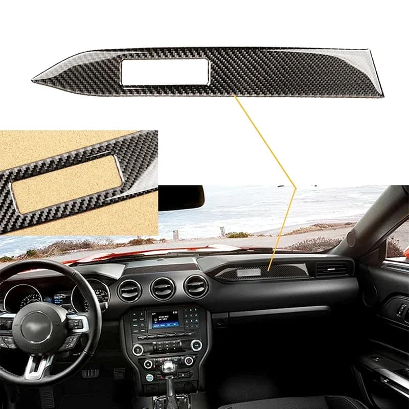 Car Dashboard Decoration Strip Sticker Auto Seat Side Carbon Fiber Inner Cover Trim Accessories for Ford Mustang 2015 2016 2017