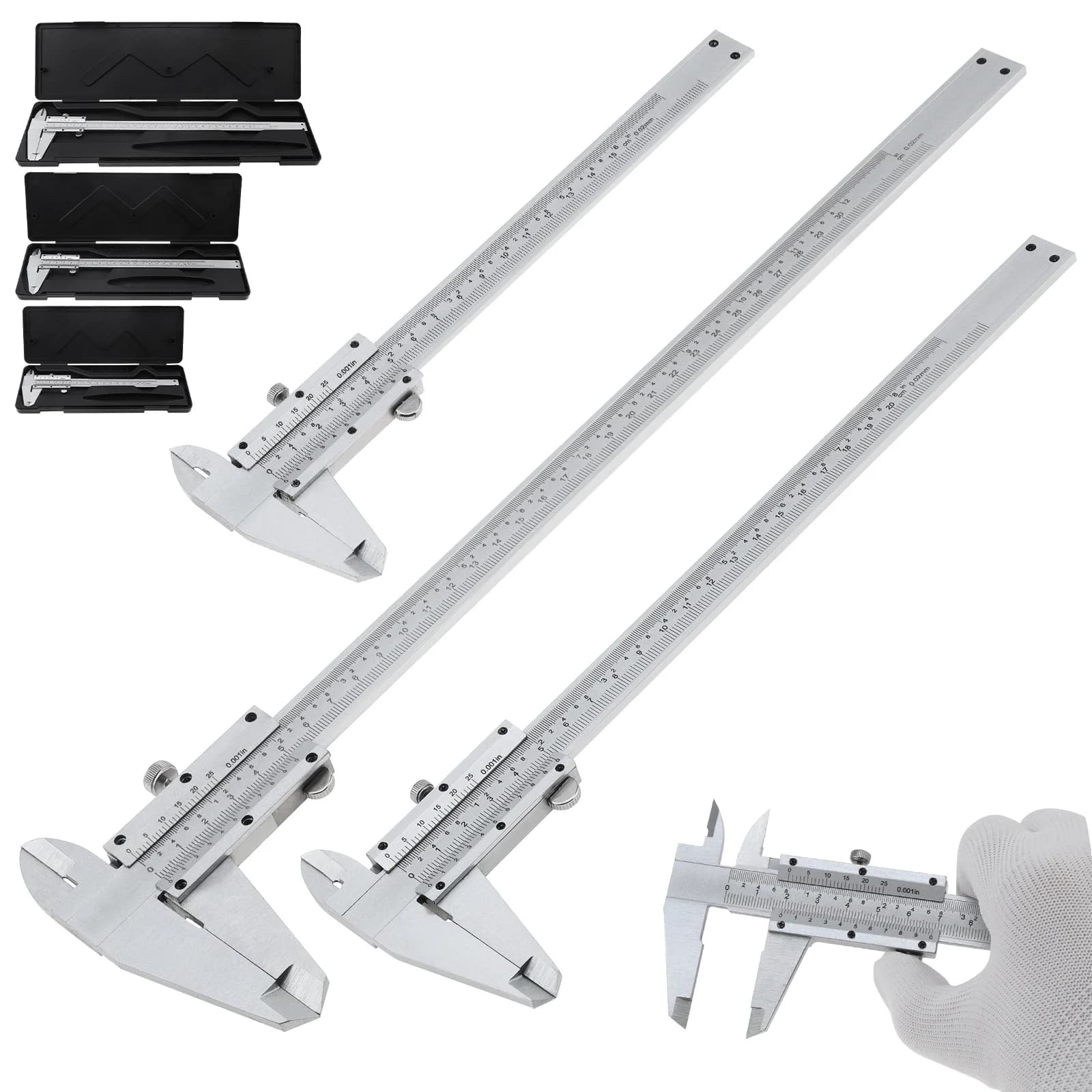 1pcs 0-150mm 200mm 300mm Vernier Caliper Metric Imperial Double Scales Carbon Steel Manual Slide Vernier Caliper Ruler Gauge