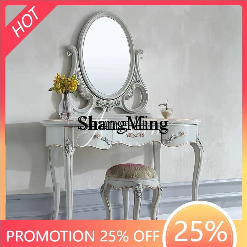 FG household furniture dresser small apartment bedroom solid wood makeup table metal frame makeup mirror