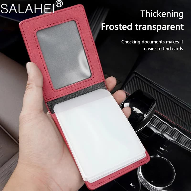 Vintage Leather Driving License Holder Multi‑Page Transparent Card Pockets For Credit Card Car Driving Credentials Protect Case