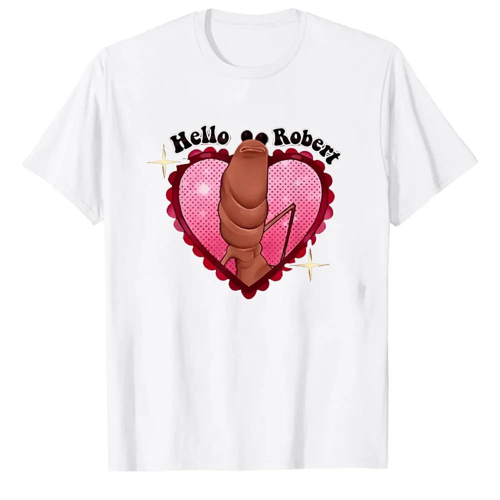 Hello Roberx Marcus The Worm Cotton T-shirt Graphic T Shirts Men Clothing Harajuku Anime Clothes Casual Retro Print Streetwear