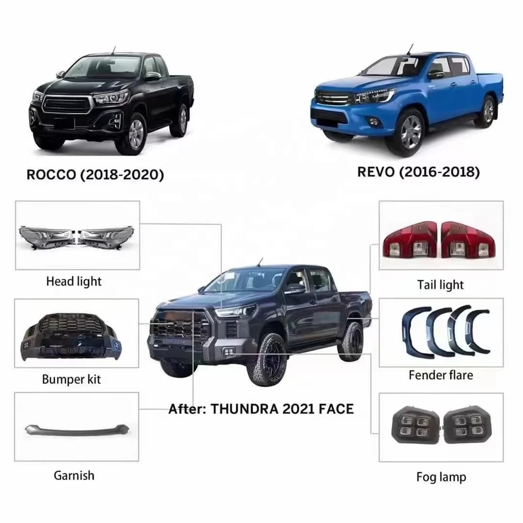 New Arrival Facelift Body Kits Car Bumper Kits for Hilux 2016-2020 Upgrade to Thundra 2021