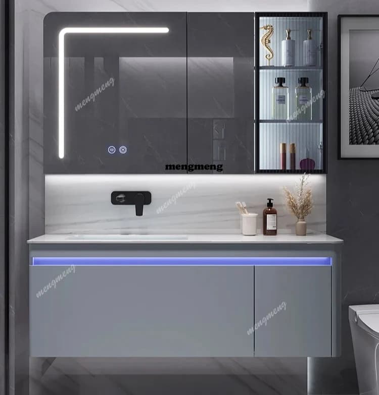 Nordic Bathroom Vanity Cabinet With Sink Furniture Combination Set Modern Minimalist Washstand Stone Slab One Basin Hand Wash