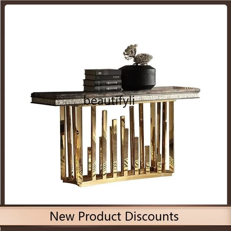 X  f4567Living room marble entrance table stainless steel storage table entrance table