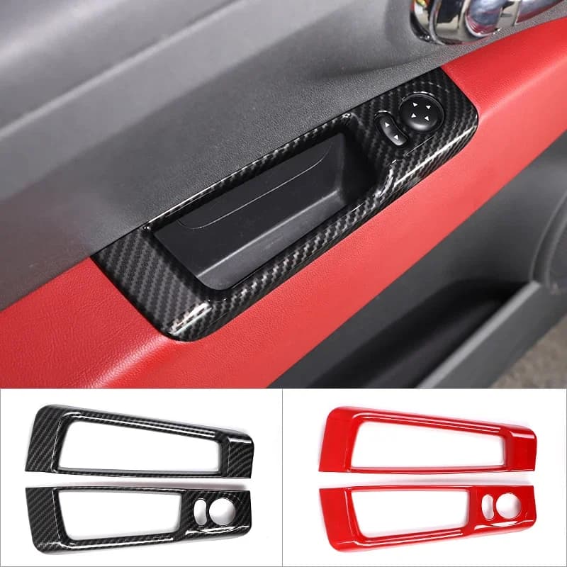 For FIAT Abarth 500 2010-2022 ABS Carbon Car Rearview Mirror Adjustment Switch Door Storage Box Panel Frame Cover Trim Stickers