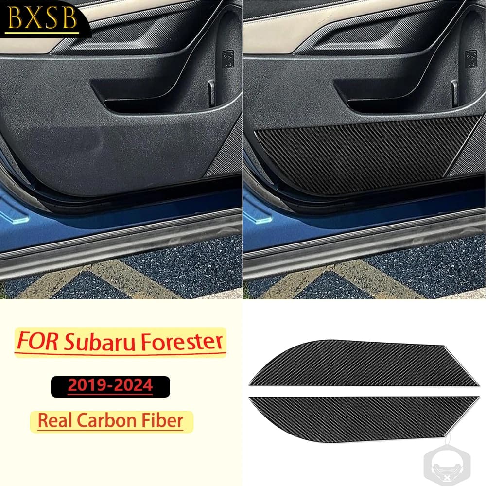 Carbon Fiber For Subaru Forester 2019-2024 Car Front Door Anticollision Cushion Trim Customizable Sticker Interior Accessories