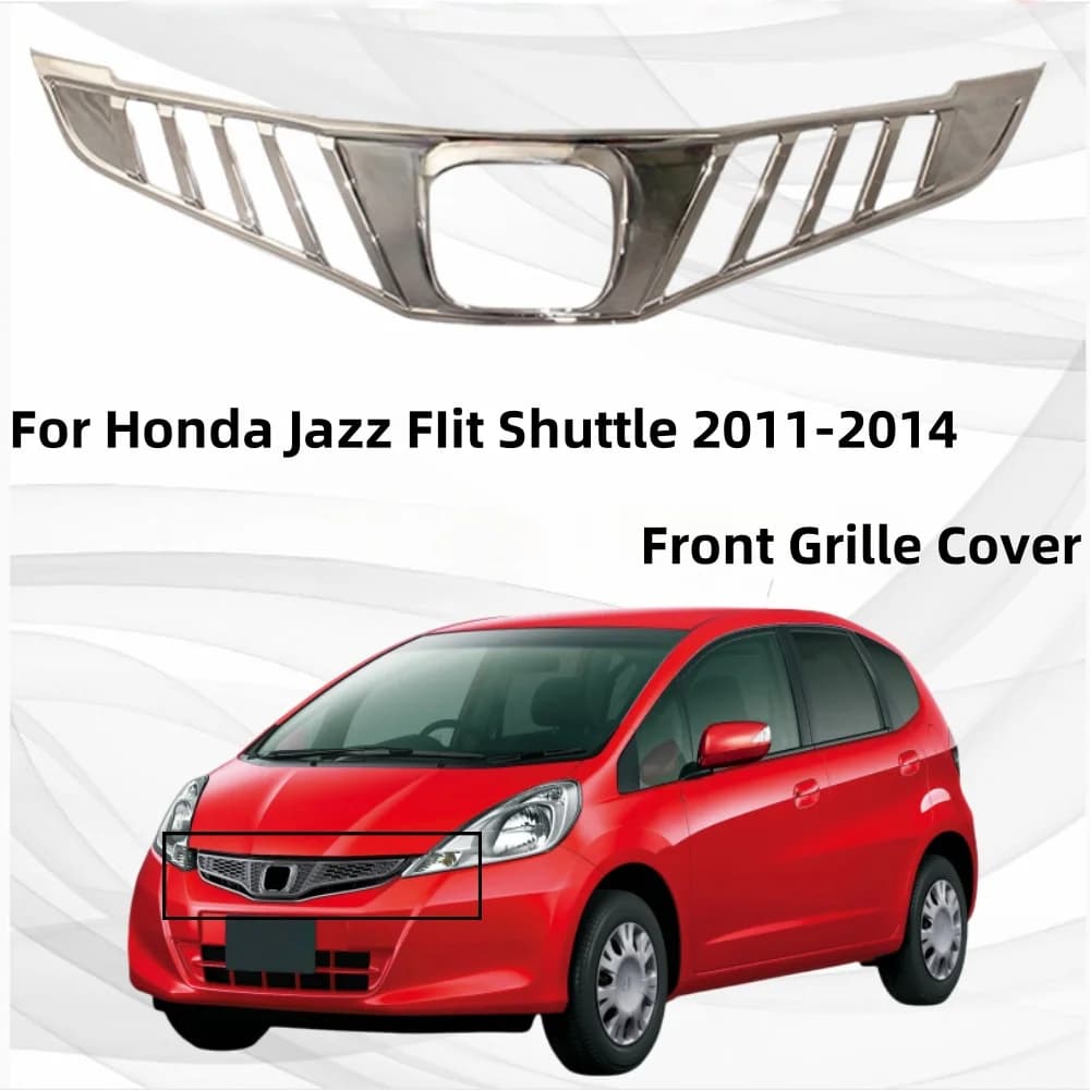 Front Grille Cover Cars Accessories For Honda Jazz FIit Shuttle 2011 2012 2013 2014 Hight-quality Car Exterior Chrome
