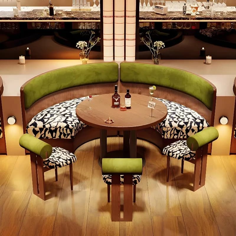 /High Quality Solid Wood Table and Chair Set, Modern Design, Restaurant Booth, Cafe, Sofa, Seat Furniture
