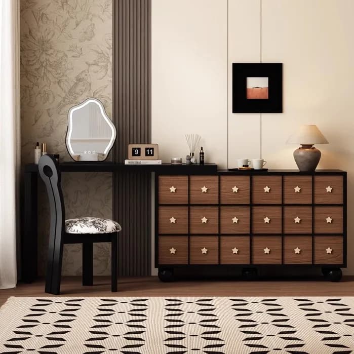 Mid Century Wood Vanity Table Cabinet Bedside Stool Closets Dressing Table Modern Coffee Corner Penteadeira Trendy Furniture