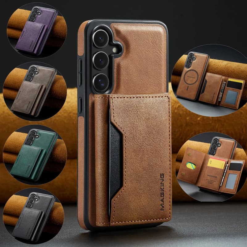 Detachable Leather Wallet Case With Magnetic Phone Cover for for Samsung Galaxy S25 Ultra/S25+/S24 Ultra/S24 Plus/S23 Ultra