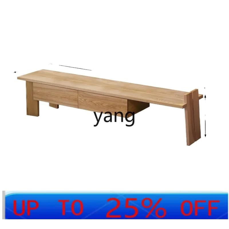 LMMSolid Wood TV Cabinet Coffee Table Combination Simple Small Apartment Living Room Ash Floor Cabinet