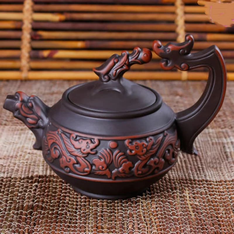 6.69" Handmade Dragon Purple Clay Teapot Chinese Yixing Zisha Rare Gift