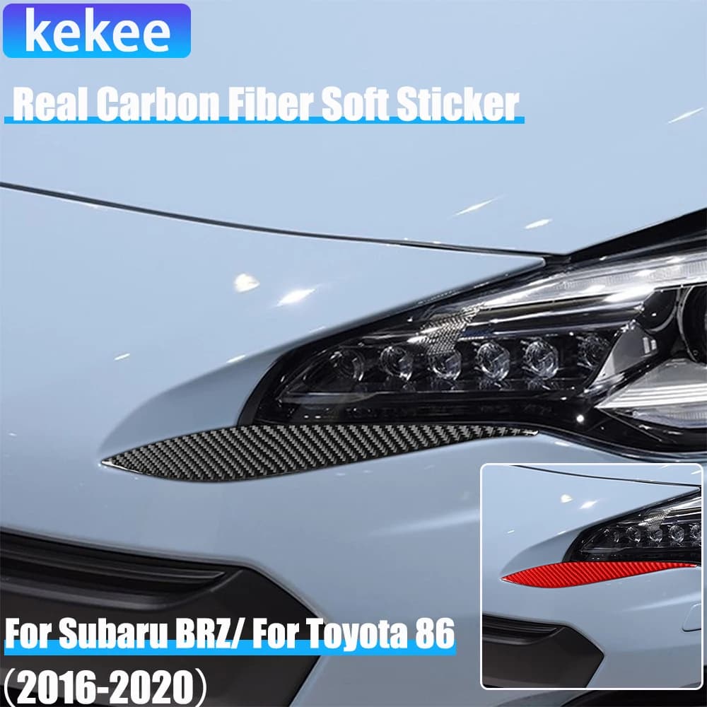 Real Carbon Fiber Car Accessories Headlight Header Cover Soft Sticker For Subaru BRZ Toyota 86 GT86 2016 2017 2018 2019 2020