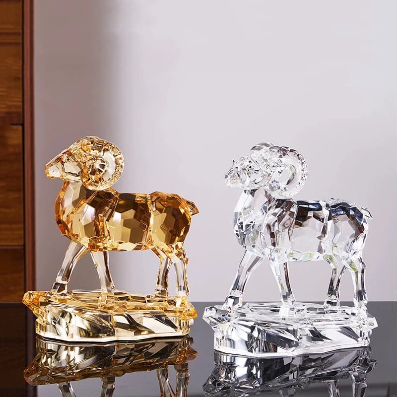 Animal Sheep Sculpture,Creative Sheep Statue,Zodiac Ornaments,Acrylic Crafts,Artwork Desktop Decoration,Nordic Room Decor,Gifts
