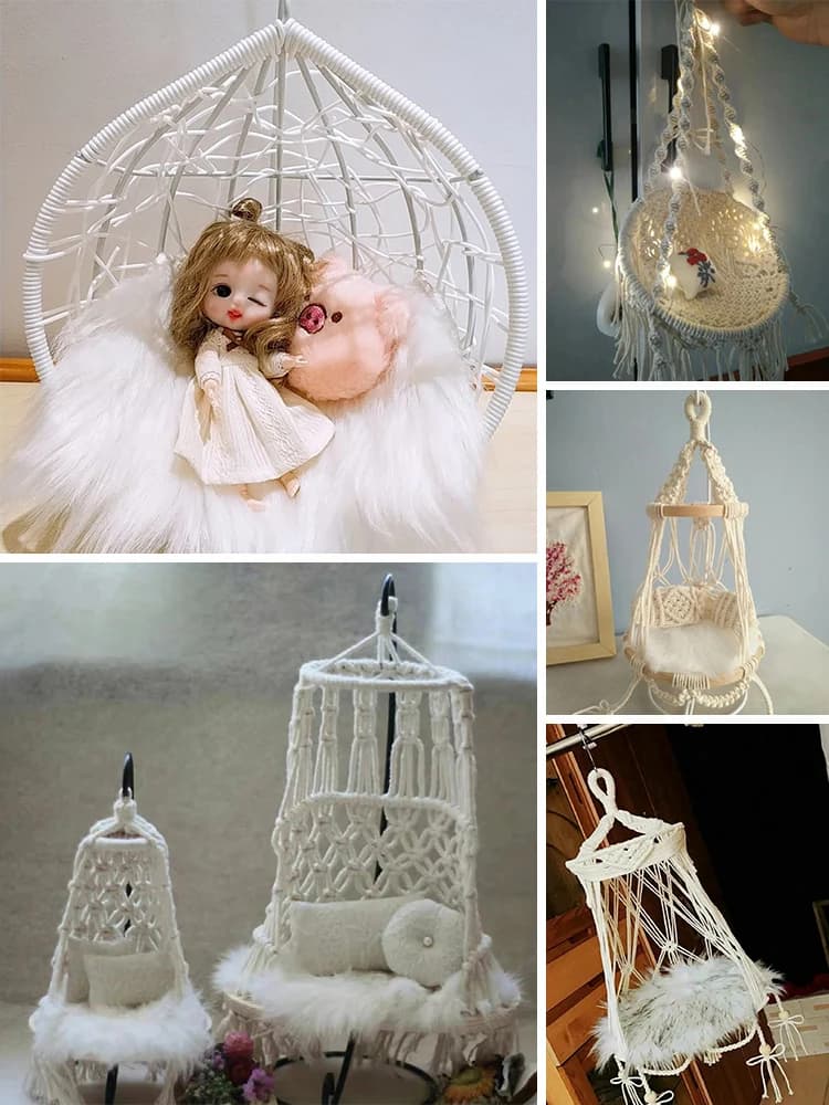 1:12 Dollhouse Miniature Furniture 1：6  Dolls Swing Chair Hammock New Diy Miniature Dollhouse Swing Decoration