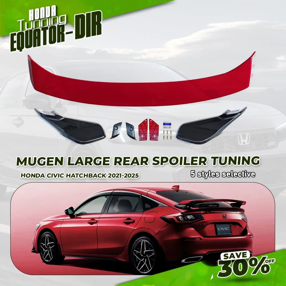 For Honda Civic Hatchback 2021-2025 Mugen Style Rear Spoiler Version | OEM Tail Wing Stabilizer, Lightweight ABS Material Auto