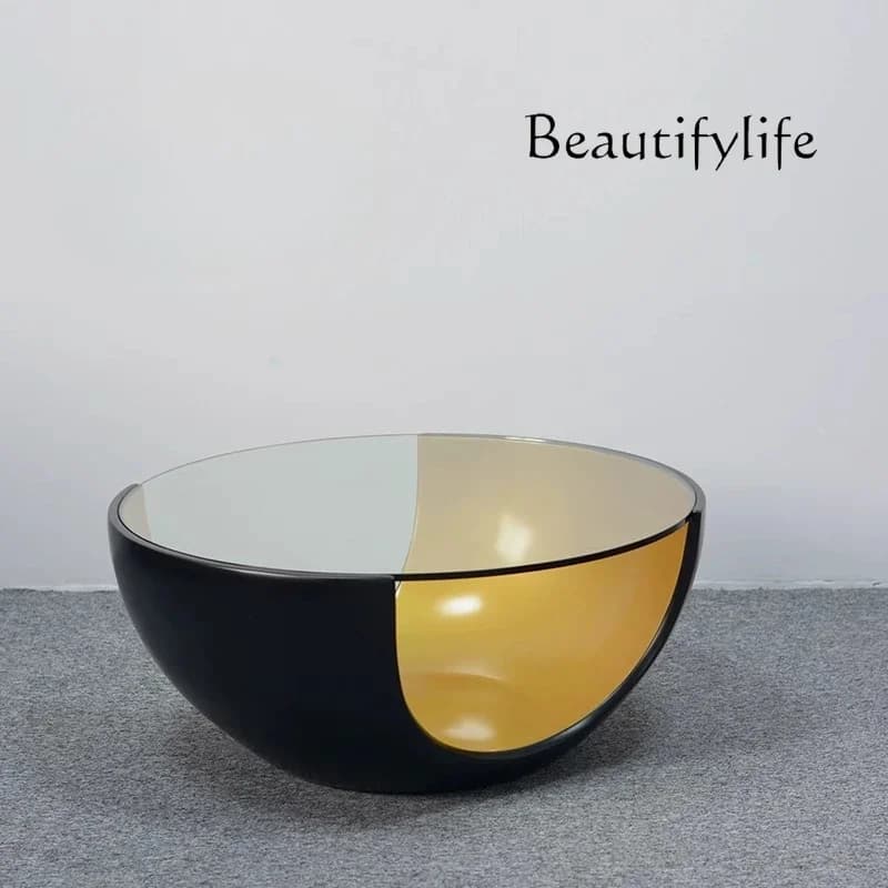 X  Italian Minimalist Style/model Room Round Glass Hollow Coffee Table Fiberglass Hollow Coffee Table