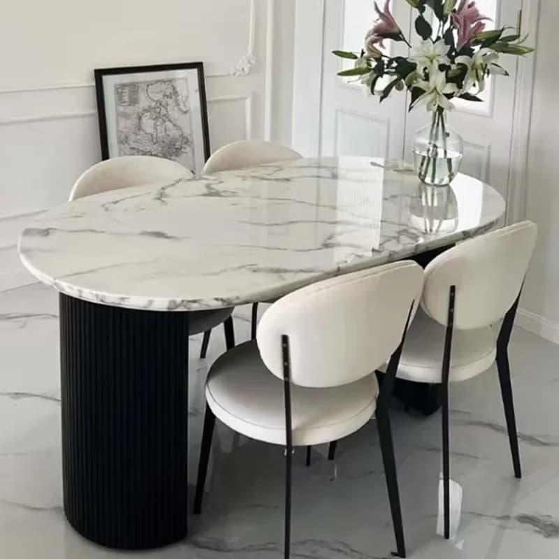 Marble Designer Dining Table Chairs Set Modern European Luxury Dining Table Kitchen Rectangular Mesa De Comedor Furniture