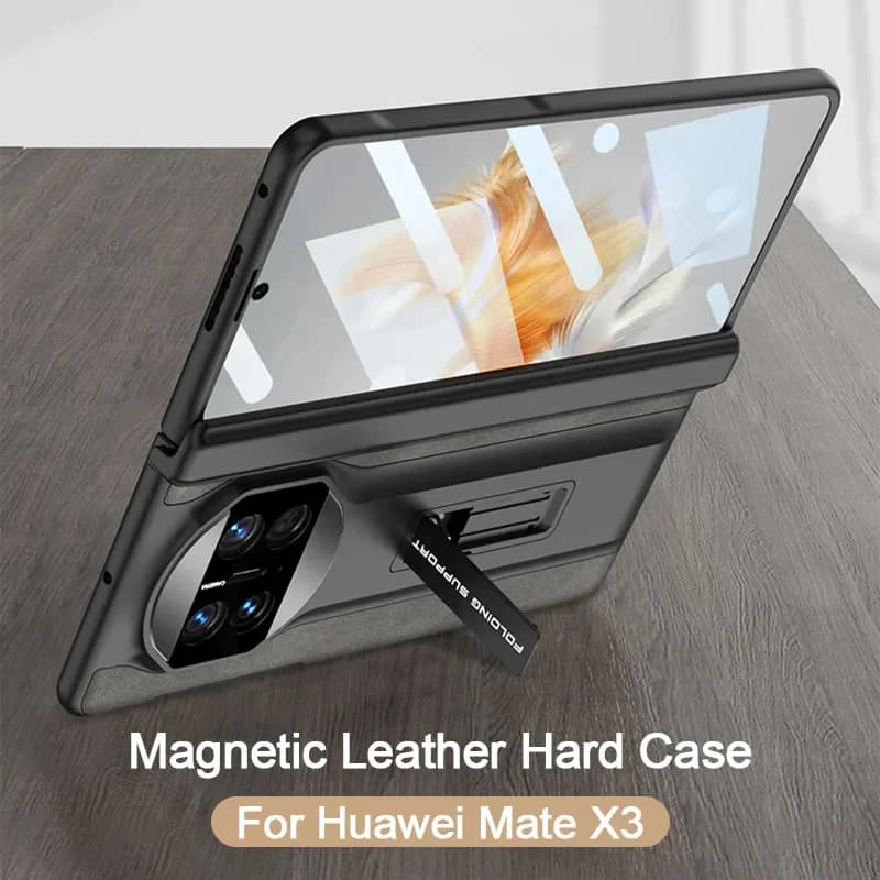 Original Case For Huawei Mate X5 Frosted Leather Case Magnetic Hinge Screen Glass Protective Holder Cover For Huawei Mate X3