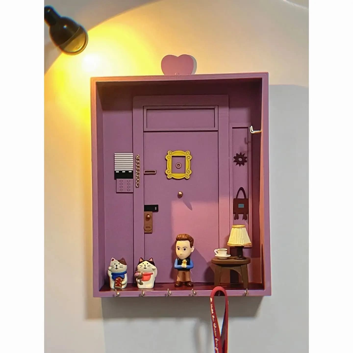 Wooden Key Holder Wall Mounted Key Rack with Hooks Entryway Hallway Porch Organizer Home Decor Housewarming Gift