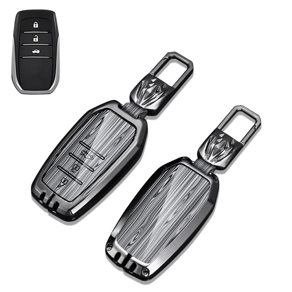 Zinc Alloy Leather 3 Buttons Remote Key Fob Case Cover Shell for Toyota Hilux Innova Rav4 Fortuner 86 Keychain