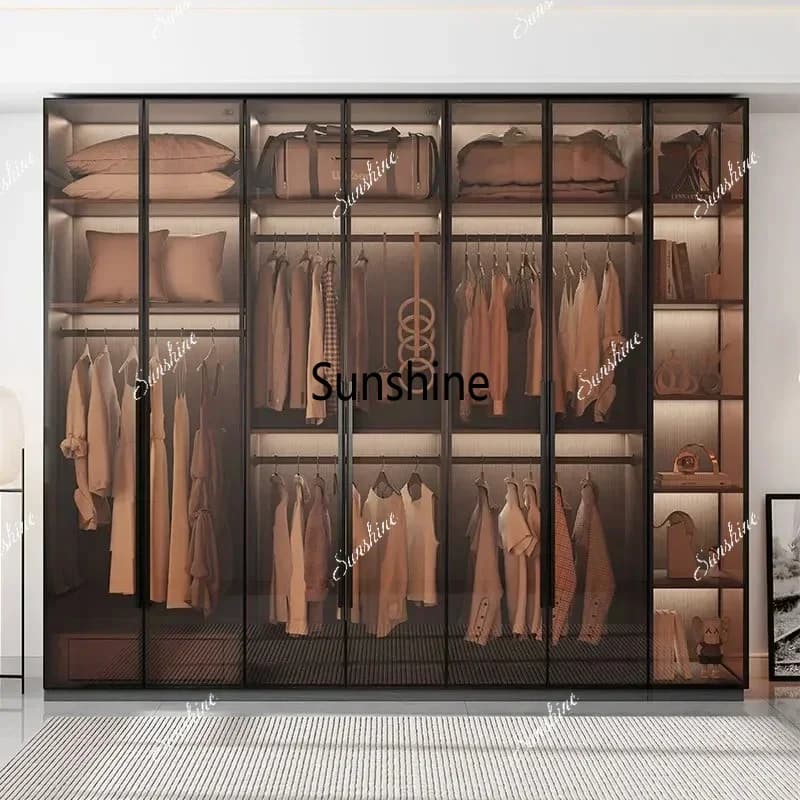 Organizer Underwear Wardrobe Cabinet Storage Shelves Glass Doors Cupboard Wardrobes Support Cupboard Home Bedroom Furnitur  FT